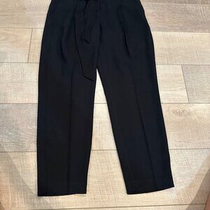 EXPRESS WOMENS High Rise Black Ankle Pants With Tie Waist 2 SHORT